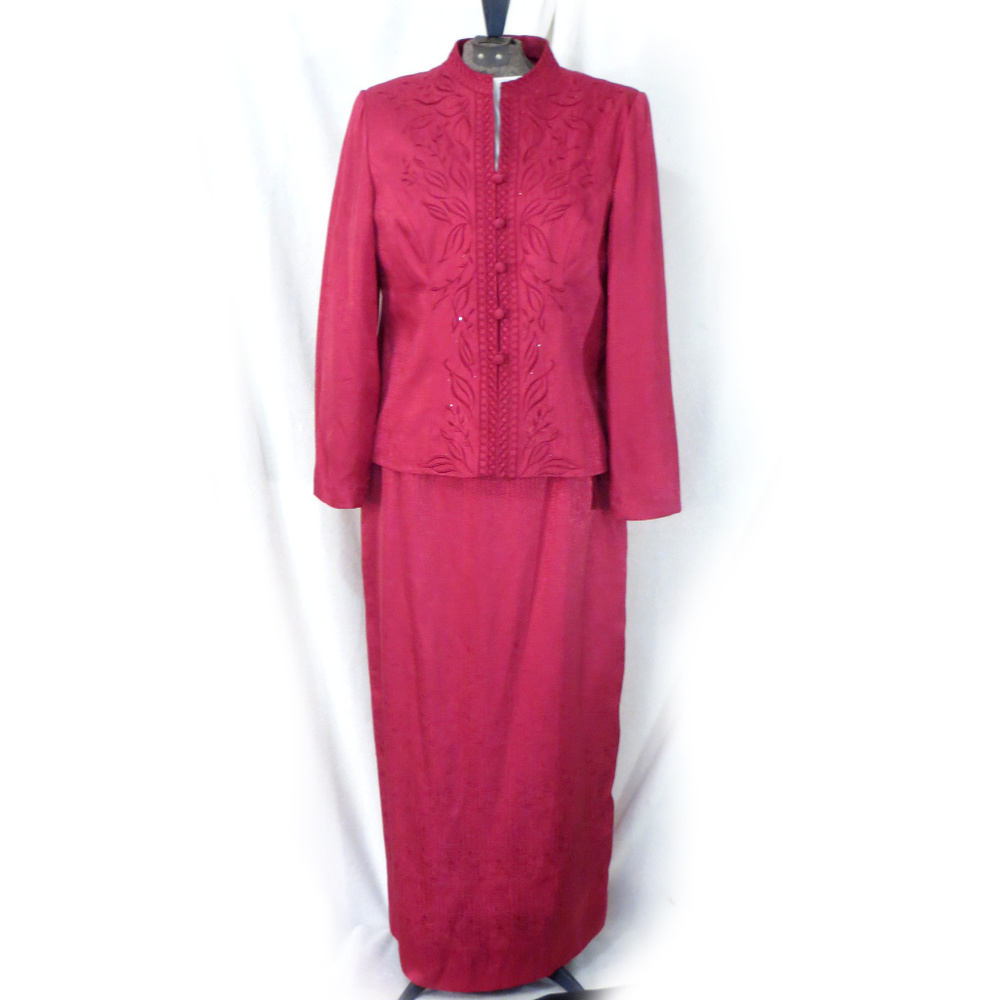 Draper's and Damon's Embroidered Silk Skirt Suit